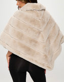 Faux Fur Poncho with Zipper -Cream (S-XL)