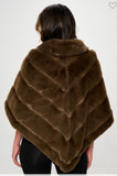 Faux Fur Poncho with Zipper -Brown (S-XL)