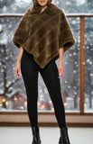 Faux Fur Poncho with Zipper -Brown (S-XL)