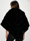 Faux Fur Poncho with Zipper -Black (S-XL)